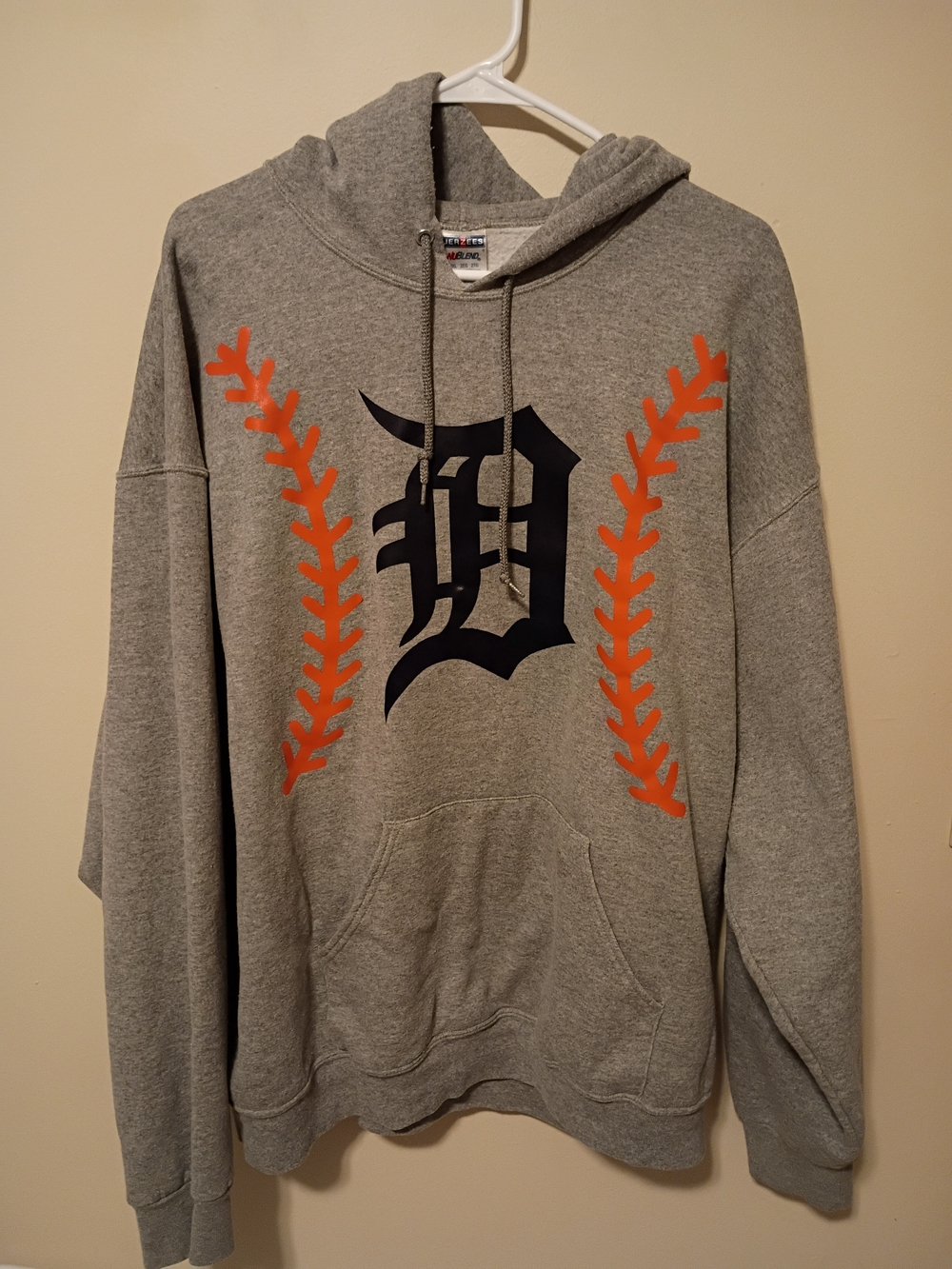 Jerzees Nublend Gray Hoodie Detroit Tigers